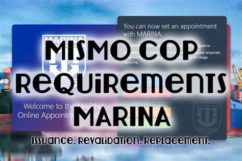 cop marina mismo|MISMO COP Requirements 2024: Issuance, Revalidation,.